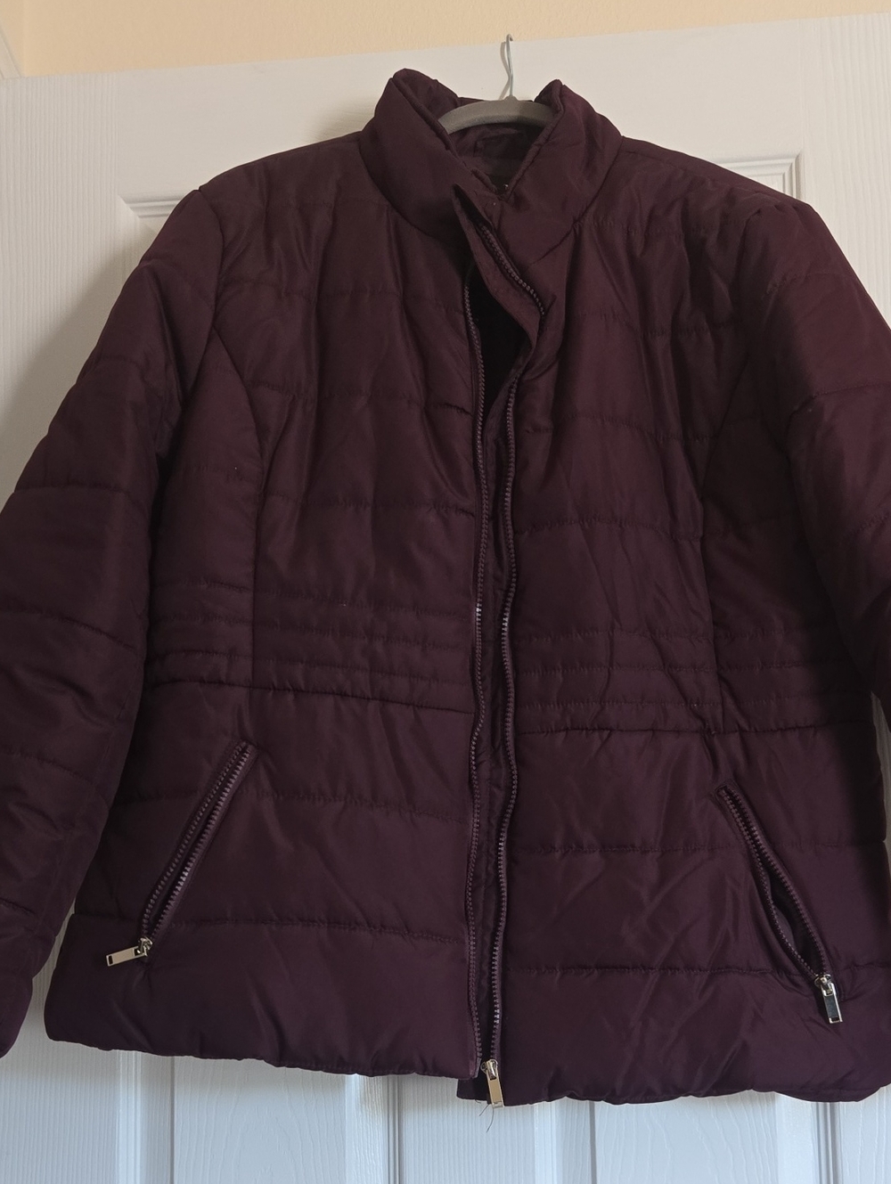 New York & Company Quilted Puffer Jacket - Plum